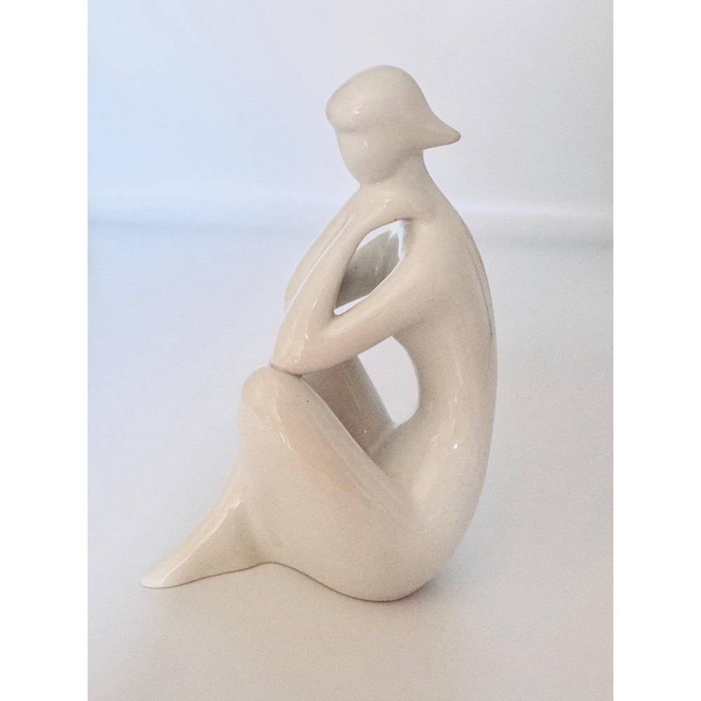 Vintage 1960s Royal Dux Ceramic Sitting Nude Woman, Jaroslav Jezek, MCM Decor